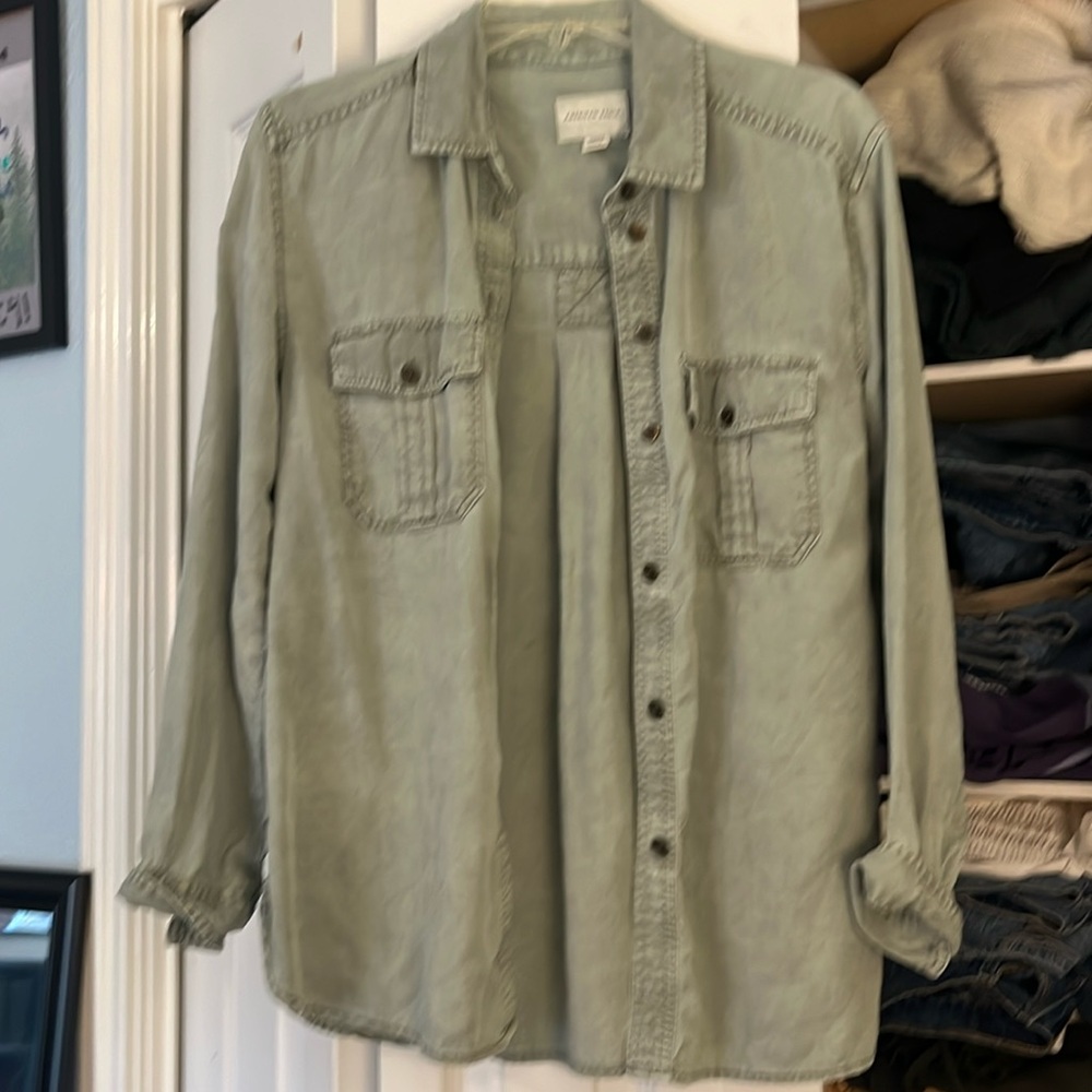 Green, American Eagle button down.